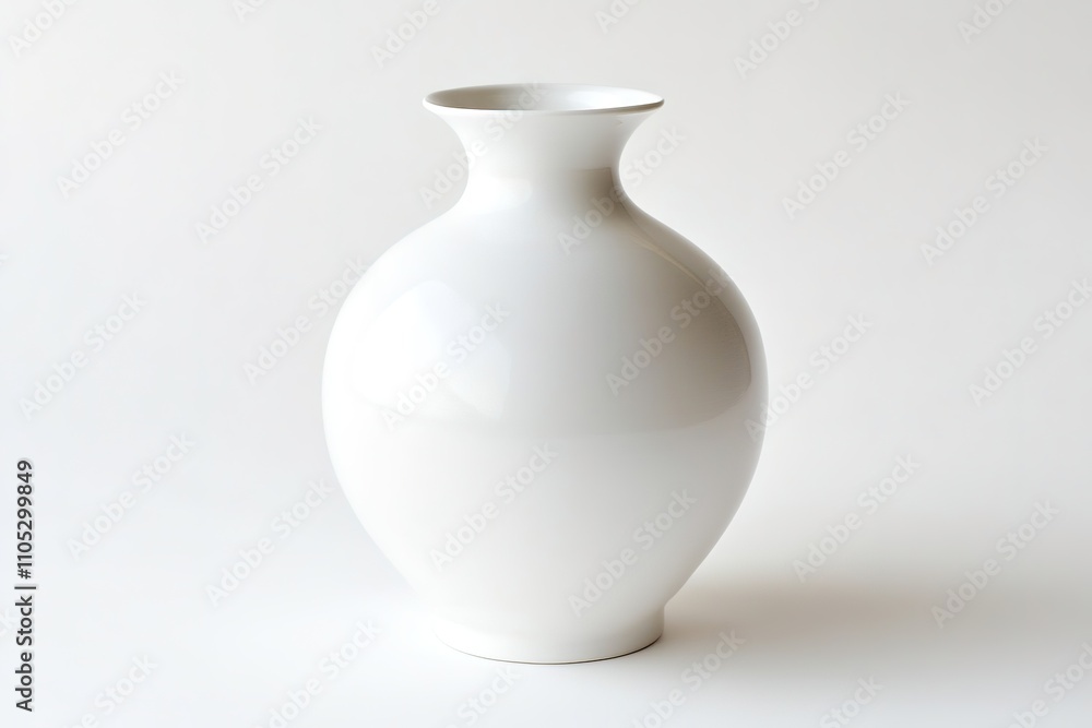 Minimalist white vase on plain background, simple elegance Minimalist white vase on plain background, simple elegance