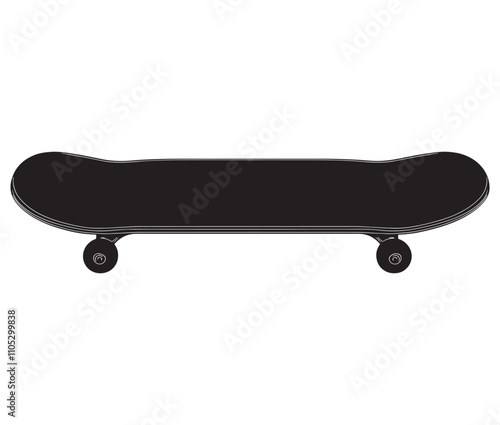 Silhouette skateboard isolated on white background, Skateboard icon silhouette vector