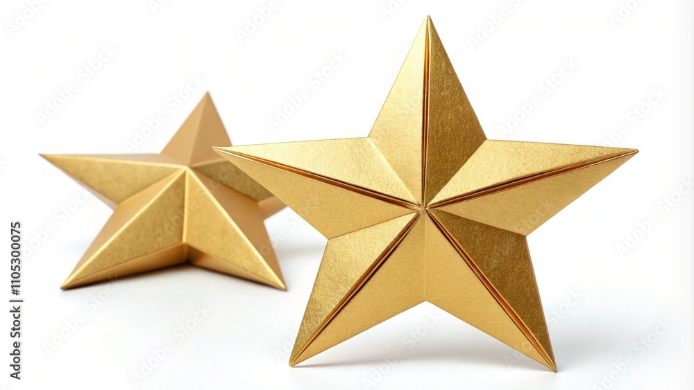 Obraz premium Gold Origami Paper Star Representing Achievement and Excellence on a White Background