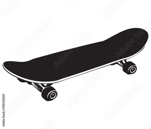 Silhouette skateboard isolated on white background, Skateboard icon silhouette vector