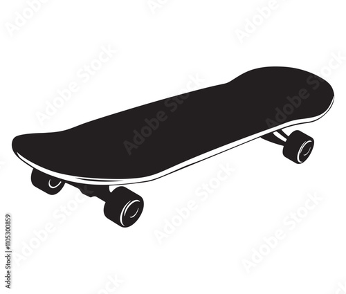 Silhouette skateboard isolated on white background, Skateboard icon silhouette vector