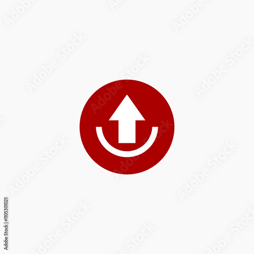 Arrow up icon red isolated on white background