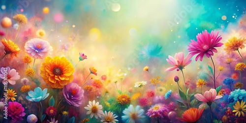 Vibrant Floral Fantasy A Whimsical Garden of Colorful Blooms in a Dreamlike Setting