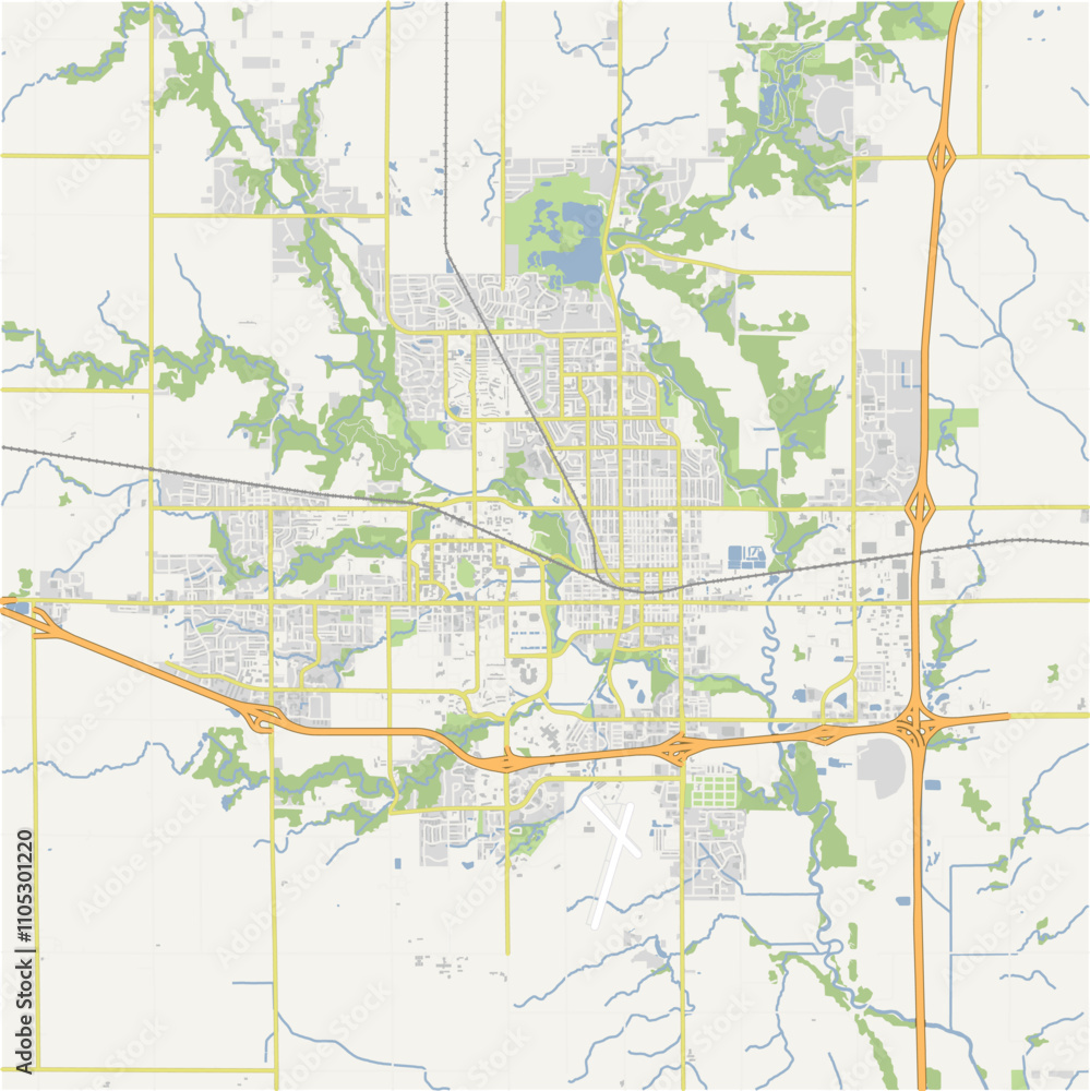 Fototapeta premium Map of Ames in Iowa in a normal road map style. Contains layered vector with roads water, parks, etc.