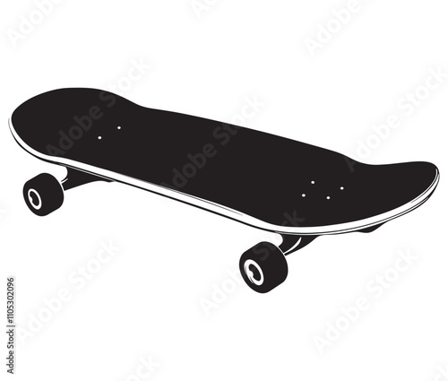 Silhouette skateboard isolated on white background, Skateboard icon silhouette vector