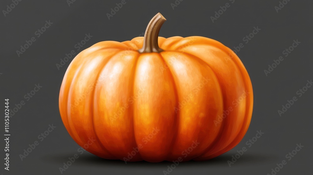 Bright orange pumpkin with stem, transparent background Bright orange pumpkin with stem, transparent background