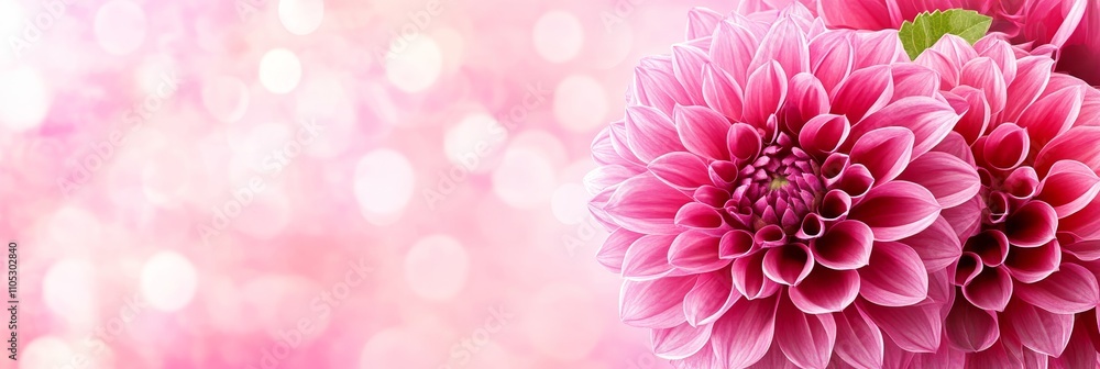 Fototapeta premium Close Up, Delicate Pink Flower Bloom on Soft, Pastel Blurred Background with Glimmering Lights
