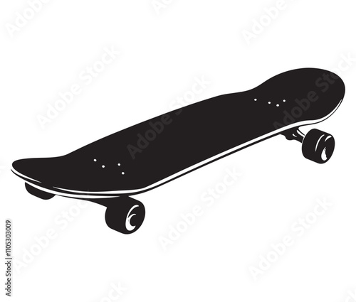 Silhouette skateboard isolated on white background, Skateboard icon silhouette vector