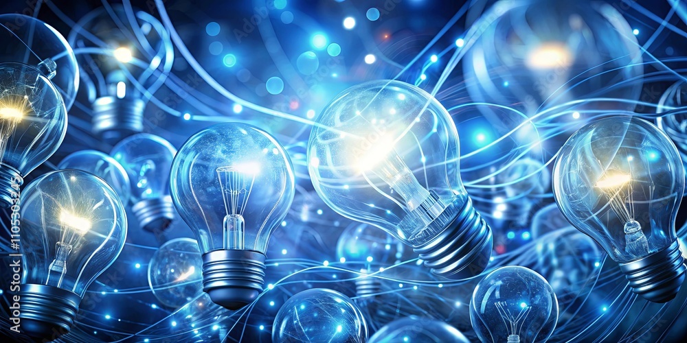 Illuminating Network of Ideas Glowing Bulbs Connected by Abstract Lines Illuminating Network of Ideas Glowing Bulbs Connected by Abstract Lines