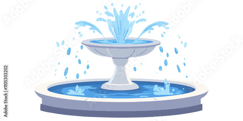 A simple fountain in the park, vector illustration with a white background.