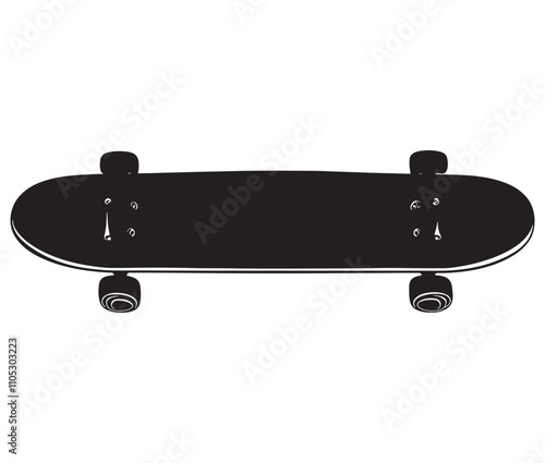 Silhouette skateboard isolated on white background, Skateboard icon silhouette vector