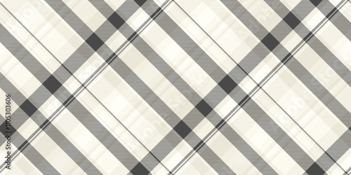 Full plaid textile pattern, craft check tartan fabric. Strong vector texture background seamless in snow and light colors.