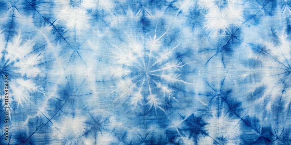 Abstract Indigo Dye Fabric Texture A Detailed Close-Up of a Hand-Dyed Textile with a Starburst Pattern Abstract Indigo Dye Fabric Texture A Detailed Close-Up of a Hand-Dyed Textile with a Starburst Pattern