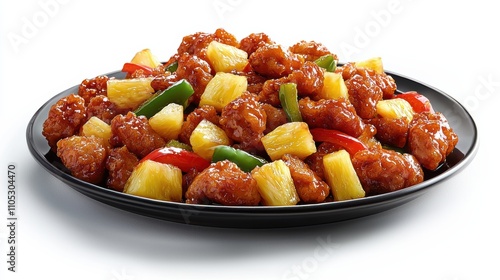 Delicious sweet and sour chicken dish restaurant kitchen food photography indoor culinary delight