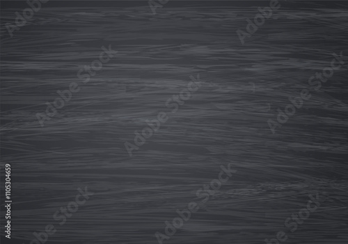 Blackboard background. Black chalkboard with traces of chalk. School grunge texture of board for classroom. Empty dirty chalkboard. Slate backdrop. Vector illustration.