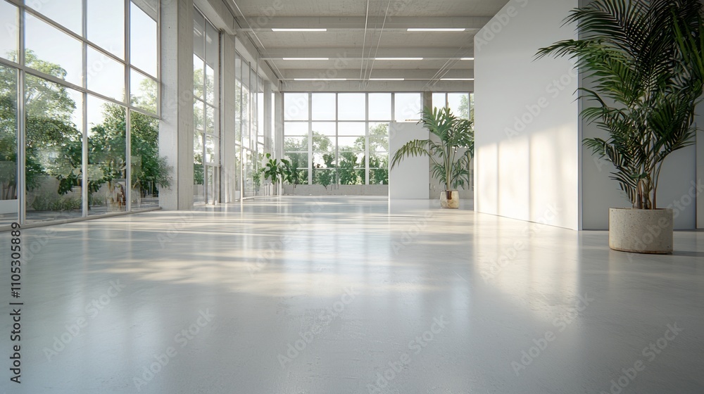 Sunlit Modern Interior with Greenery Sunlit Modern Interior with Greenery