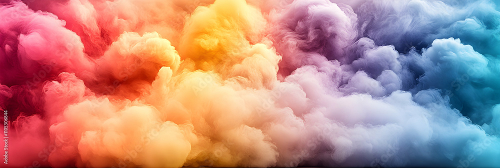 Fototapeta premium Abstract Colorful Smoke Clouds Background Image, Vivid Hues Blend Seamlessly for Design
