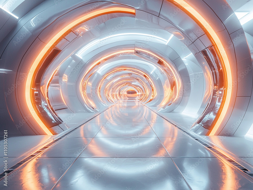 Fototapeta premium Futuristic ai-generated tunnel experience high-tech environment digital art immersive perspective innovation and design
