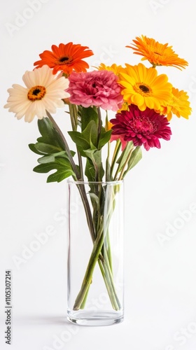 Wallpaper Mural Fresh Vibrant Flowers in a Glass Vase on White Background, Perfect for Spring or Summer Decor Inspiration Generative AI Torontodigital.ca