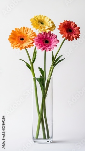 Wallpaper Mural A Single Glass Vase with Fresh Vibrant Flowers on a White Background for Home Decor or Still Life Photography Generative AI Torontodigital.ca