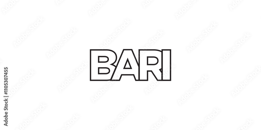 Bari in the Italia emblem. The design features a geometric style, vector illustration with bold typography in a modern font. The graphic slogan lettering. Bari in the Italia emblem. The design features a geometric style, vector illustration with bold typography in a modern font. The graphic slogan lettering.