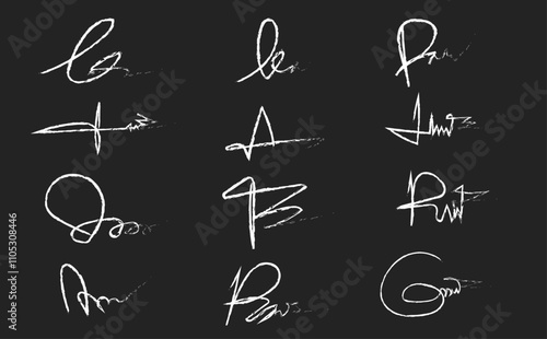 signature crayon brush stroke chalk underline. Vector illustration