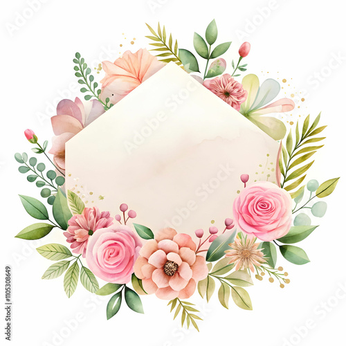 blank wedding card design on white background