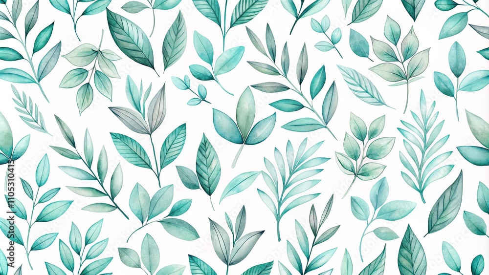 Aqua Green Botanical Leaf Pattern A Seamless Design for Textile and Wallpaper Aqua Green Botanical Leaf Pattern A Seamless Design for Textile and Wallpaper