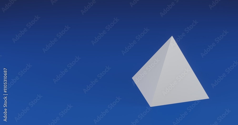 Isolated realistic white pyramid with shadow. Located on the right side of the scene. 3d illustration on transparent background Isolated realistic white pyramid with shadow. Located on the right side of the scene. 3d illustration on transparent background