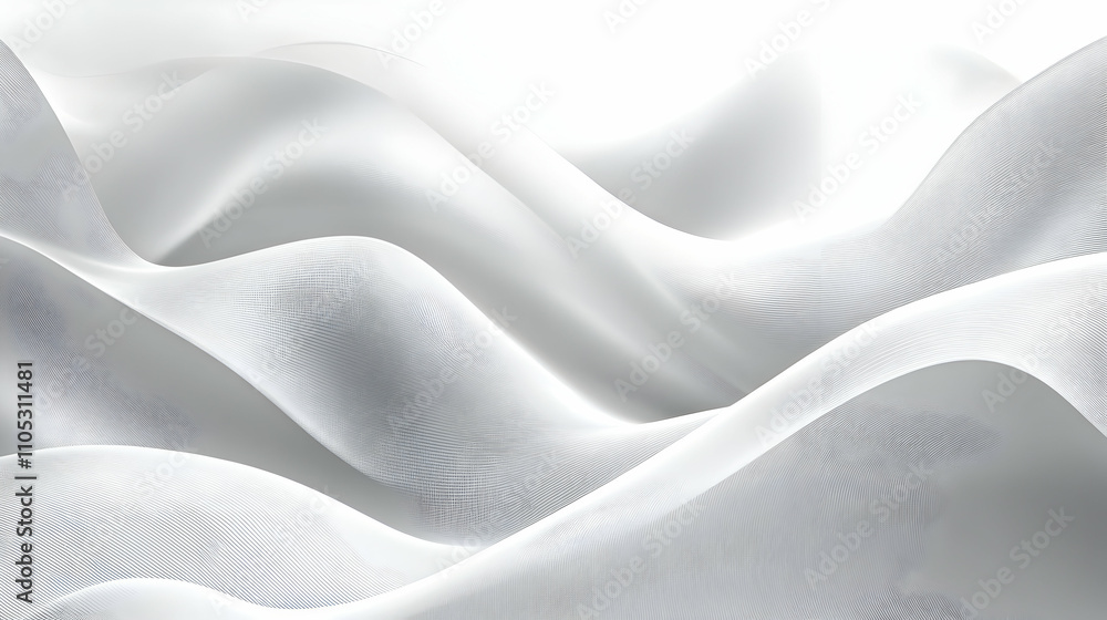 Obraz premium Abstract 3D White Wavy Background with Subtle Textured Pattern