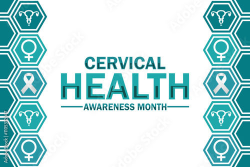 Cervical Health Awareness Month. Holiday concept. Template for background, banner, card, poster with text inscription. Modern Vector illustration