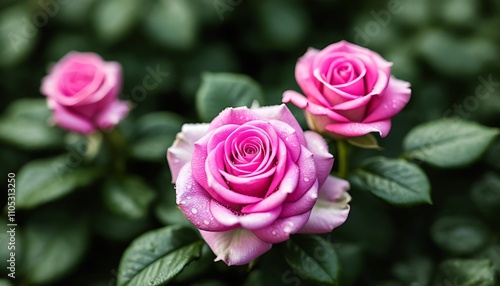 A dreamy garden scene with stunning roses and vibrant colors