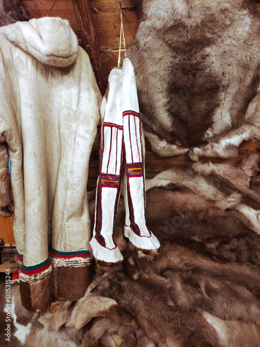 Traditional sami clothing on a hanger.