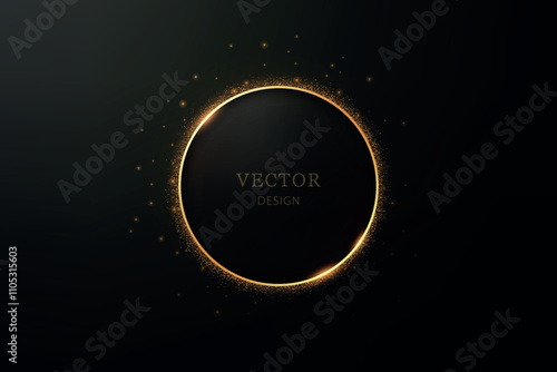 Elegant Black Background with Golden Sparkling Circle