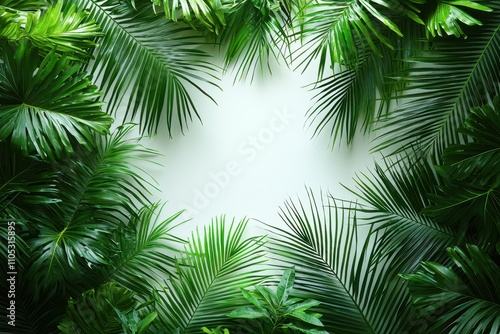 Isolated Green Leaves on White Background