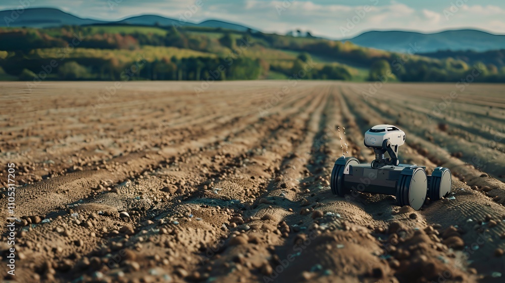 Robotic Farm Equipment Plowing Field Robotic Farm Equipment Plowing Field