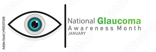 National Glaucoma Awareness Month January. Suitable for greeting card, poster and banner. Modern Vector illustration.