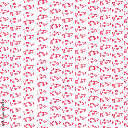 Seamless pattern with modern sneakers Background with shoes for active lifestyle in line style