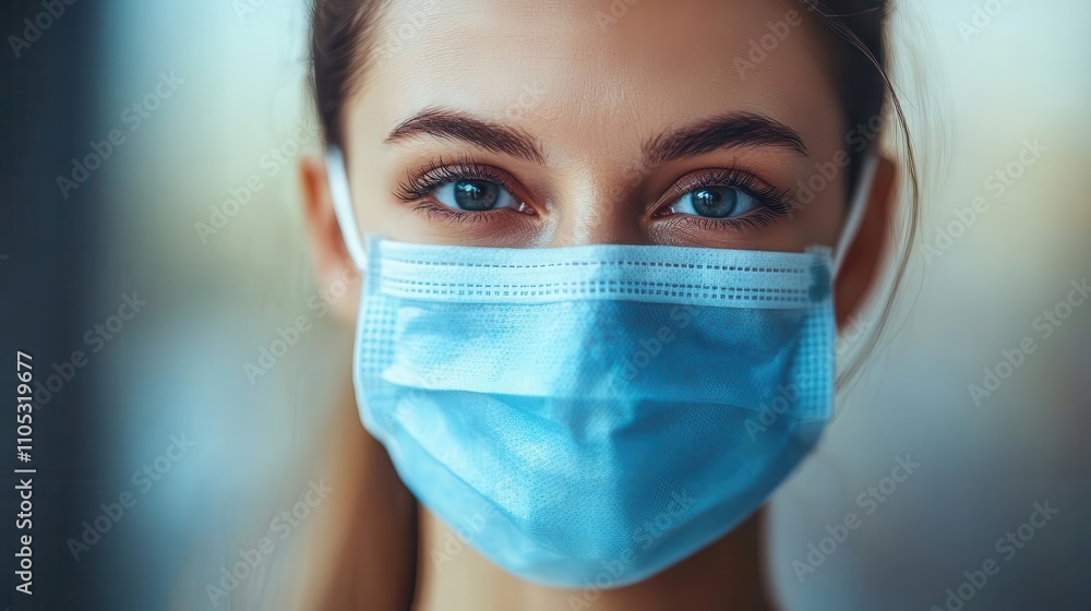 Healthcare provider with mask, closeup, clear and bright lighting Healthcare provider with mask, closeup, clear and bright lighting