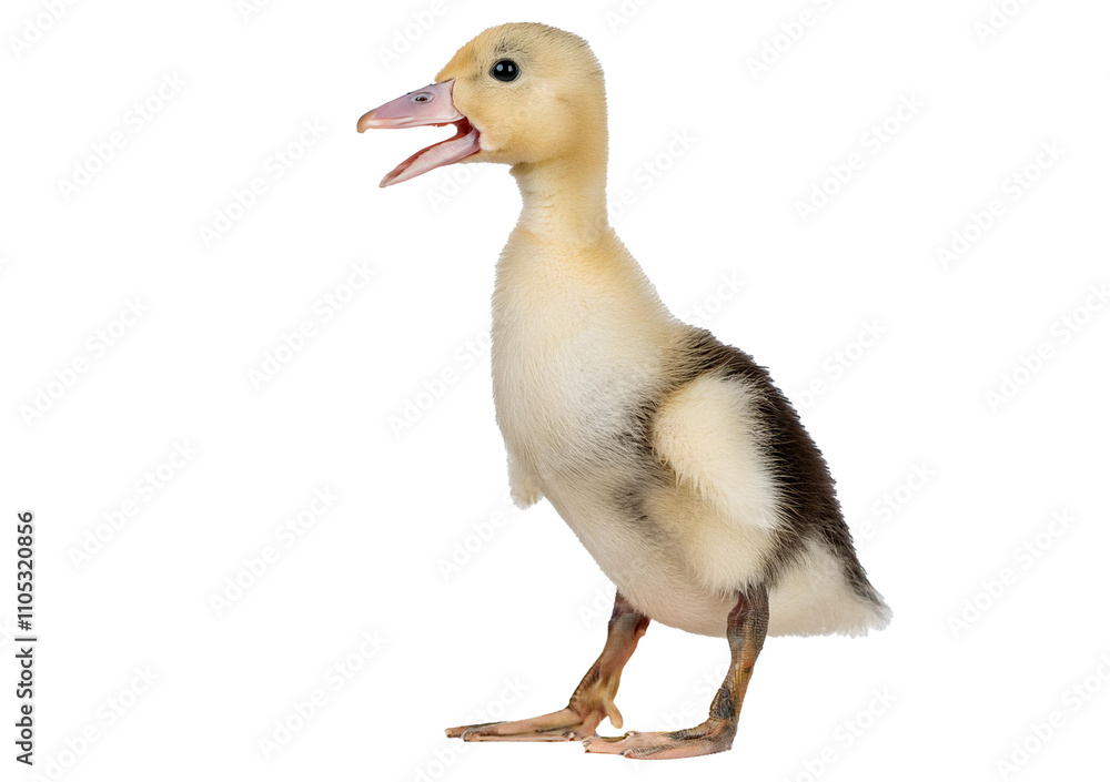 Duckling (7 days old) quacking isolated on a transparent or white background Duckling (7 days old) quacking isolated on a transparent or white background