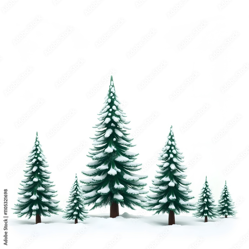 Festive Christmas Trees with Decorations and Snow Festive Christmas Trees with Decorations and Snow