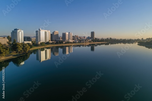 City of Oakland skyline view. Urban city landscape with architecture buildings