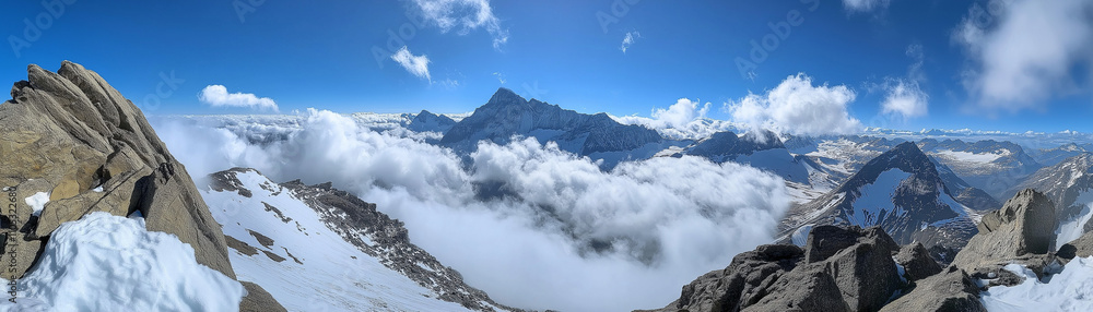 sunrise panoramic view from above the clouds in the sky as a motivation concept sunrise panoramic view from above the clouds in the sky as a motivation concept