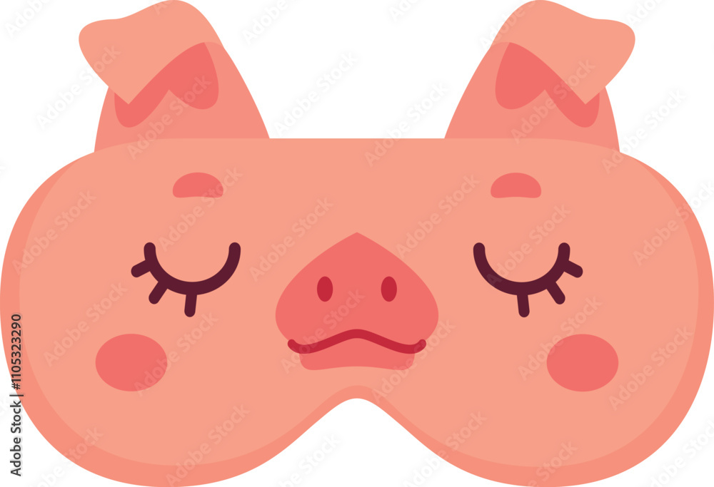 Pig sleeping mask. Night dream textile accessory Pig sleeping mask. Night dream textile accessory