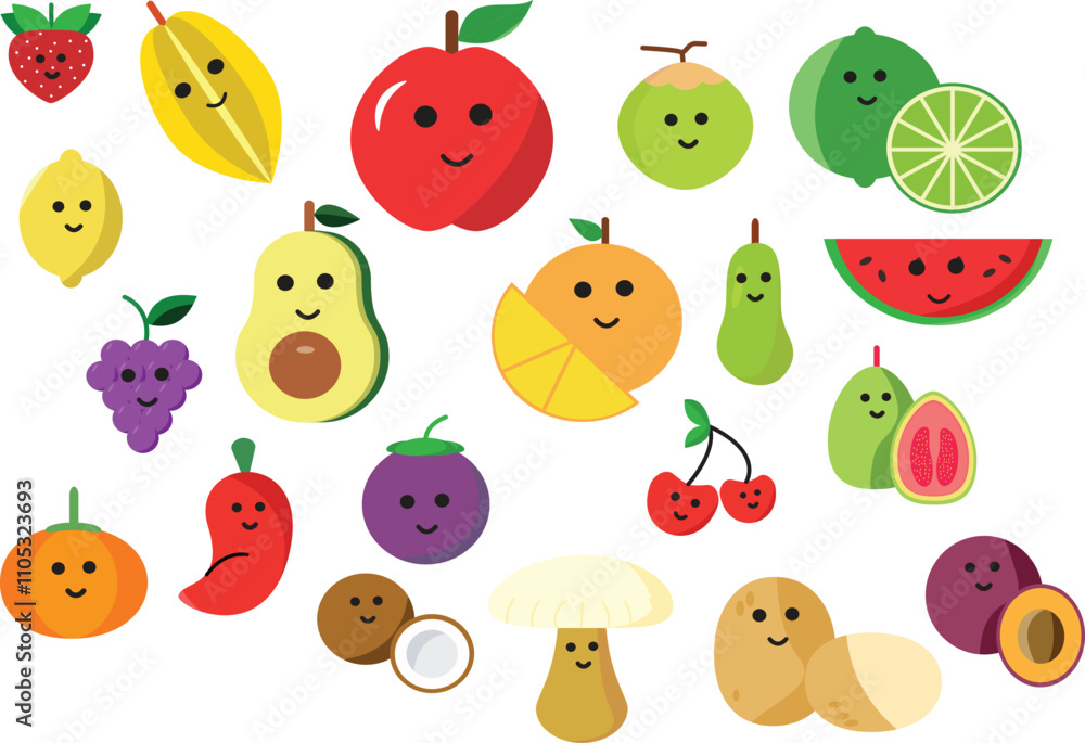 set of fruits set icon vector set of fruits set icon vector