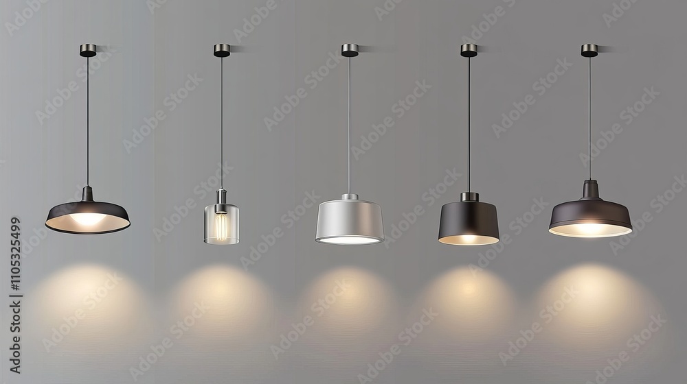Set of ceiling lights isolated on a gray background Set of ceiling lights isolated on a gray background