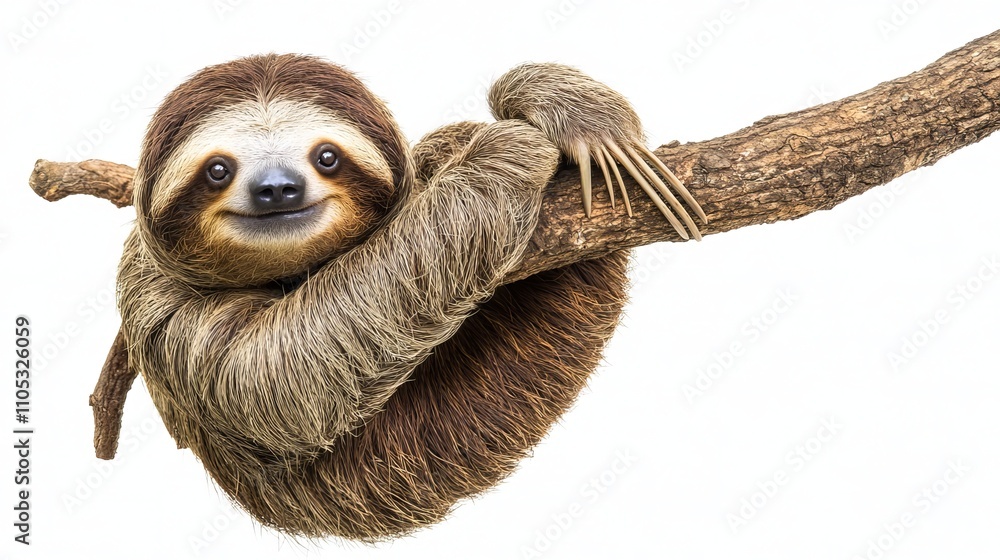 Fototapeta premium Sloth, Animal of Costa Rica on white background, isolated