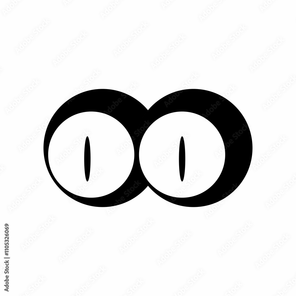 A silhouette of a snake eyes shape On white background. A silhouette of a snake eyes shape On white background.