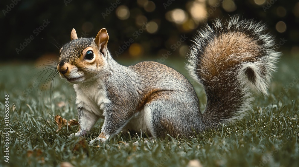 Obraz premium Squirrel on the grass. closeup