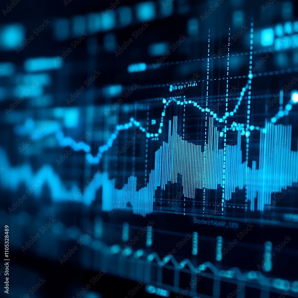Stock market trends illustrated with blue finance chart photos Stock market trends illustrated with blue finance chart photos